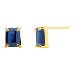 Sapphire Bezel Set Yellow Gold Stud Earrings Weighing 2.01 Carat