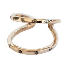Sapphire Black Diamond Gold Ring Cocktail Fashion Ring Adjustable J Dauphin