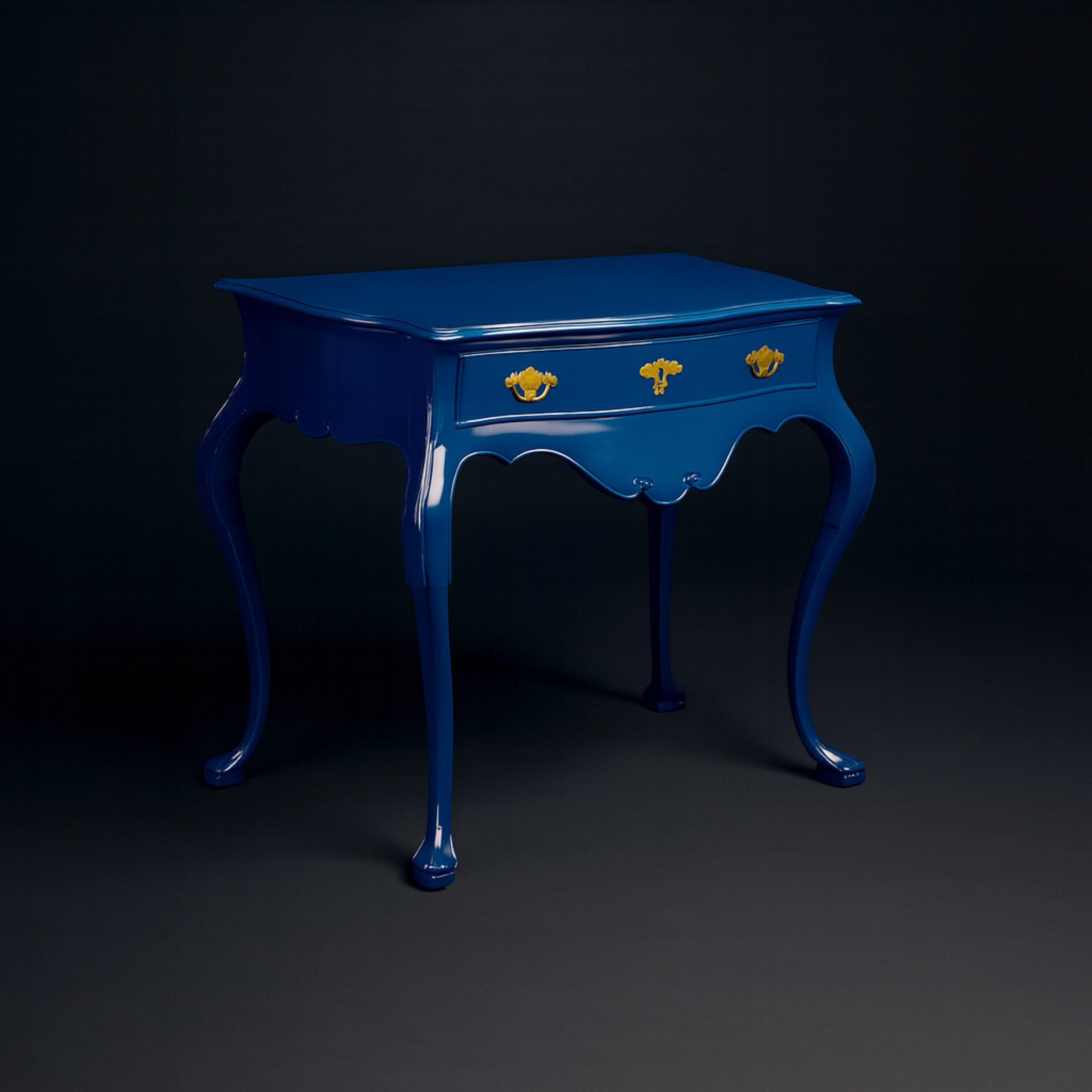 Barocco Sapphire Blue Baroque Styled Commode, 19th Century in vendita