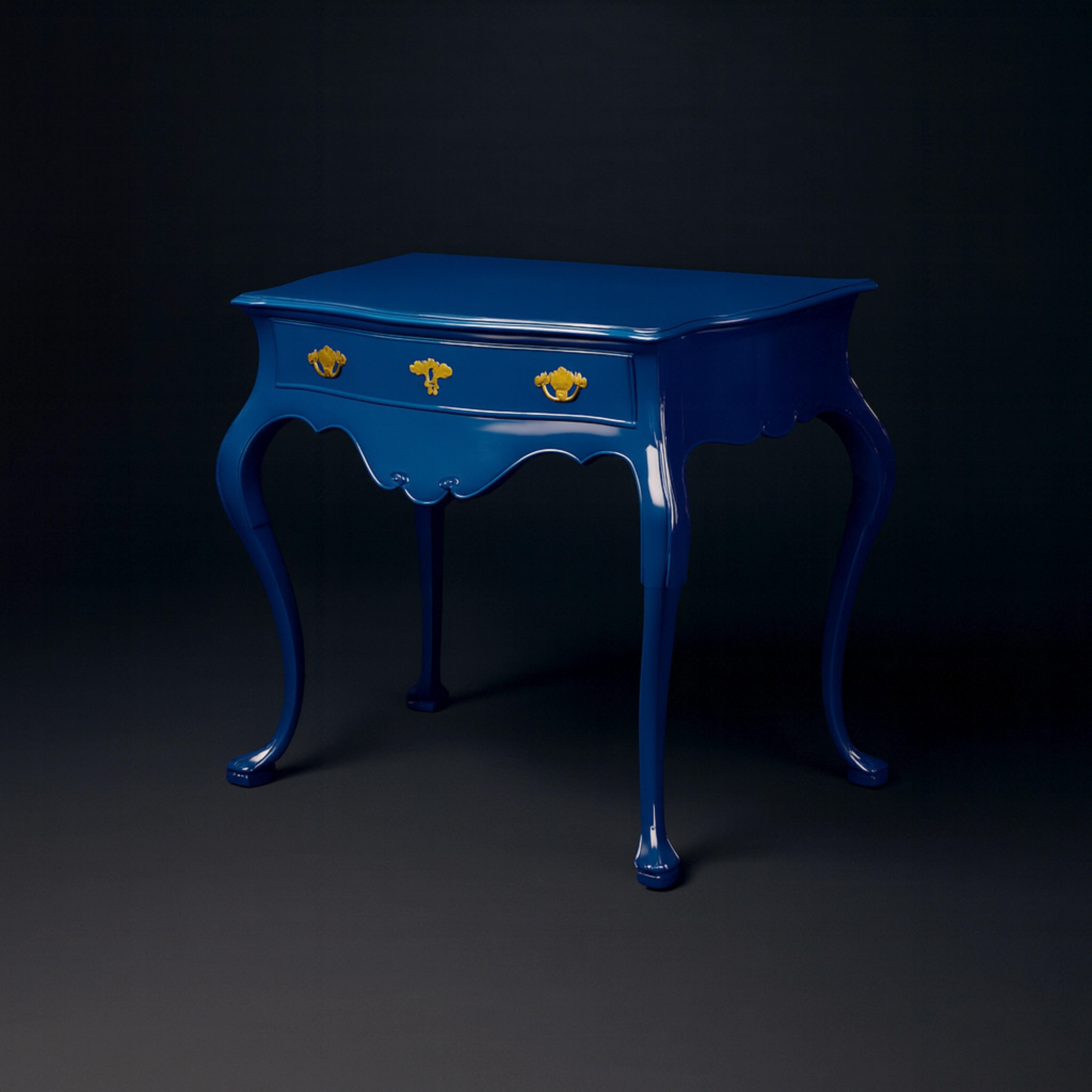 Portoghese Sapphire Blue Baroque Styled Commode, 19th Century in vendita
