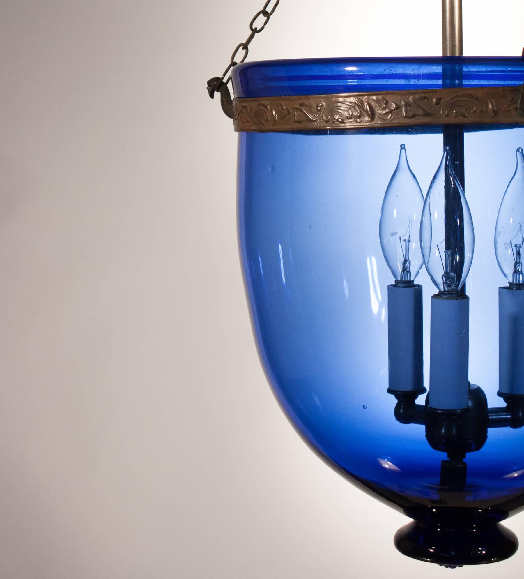 Victorian Sapphire Blue Bell Jar Lantern