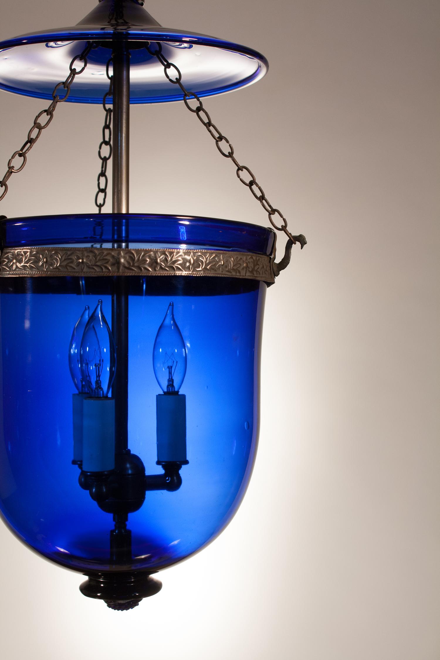 Victorian Sapphire Blue Bell Jar Lantern