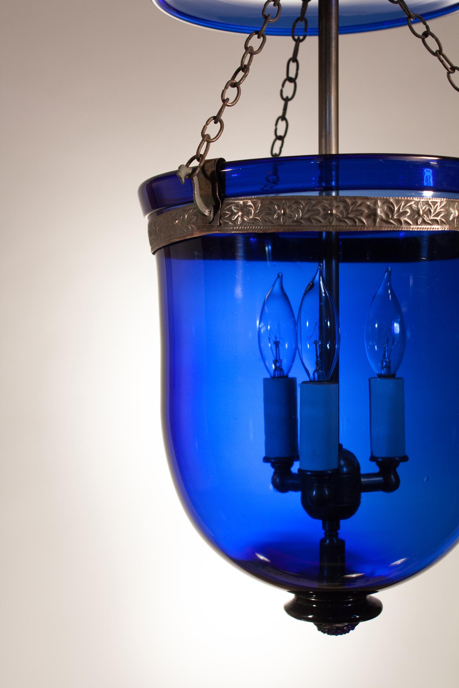 English Sapphire Blue Bell Jar Lantern
