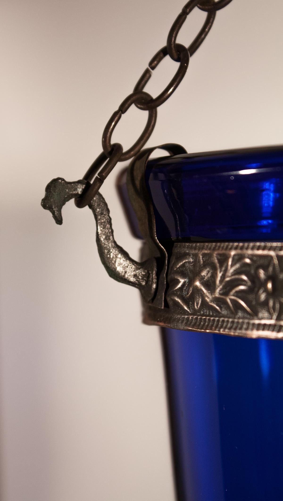 Sapphire Blue Bell Jar Lantern 1