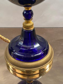 Sapphire Blue Crystal Lamp Base Gilded Bronze