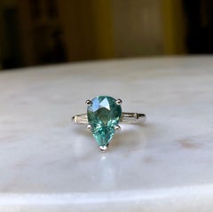 Teal Natural Sapphire Diamond Engagement Ring Gold