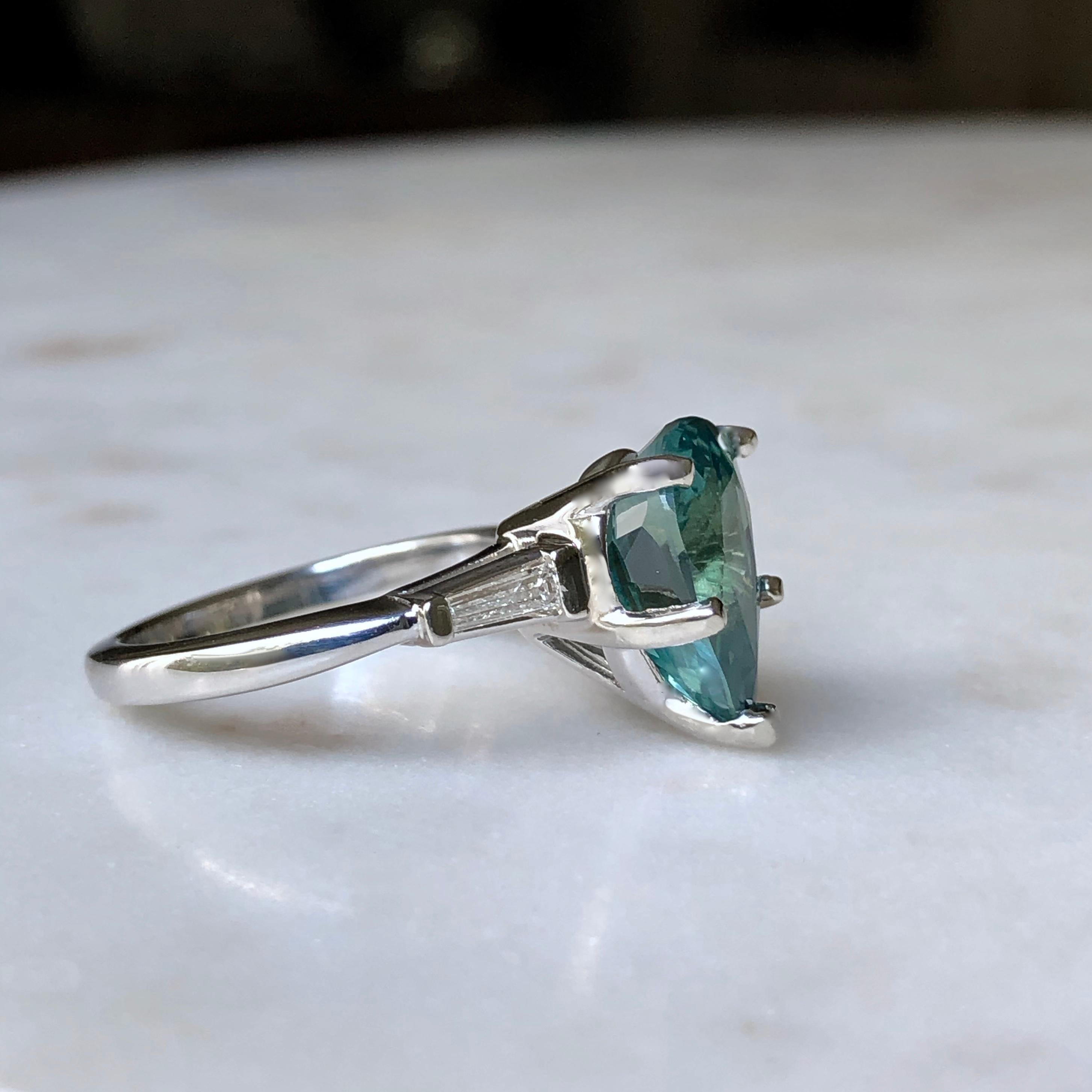 Teal Natural Sapphire Diamond Engagement Ring Gold at 1stDibs | teal ...