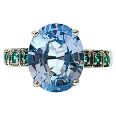 Sapphire Blue Oval 4.20 Carat Garnet 925 Sterling Silver Ring Women Jewelry