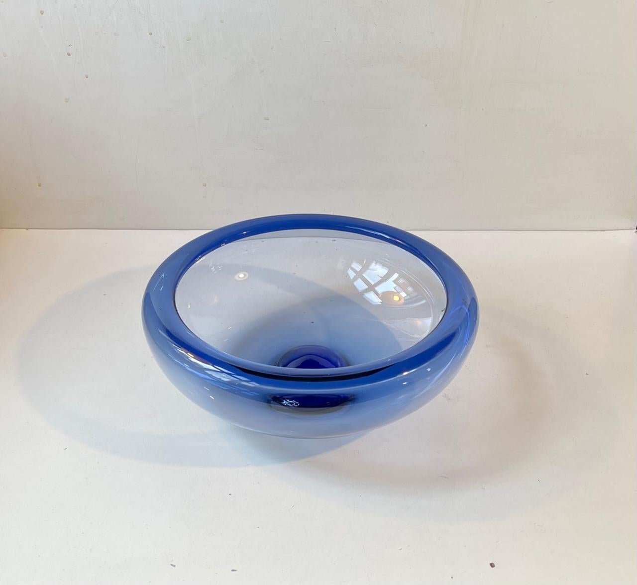 Scandinavian Modern Sapphire Blue Provence Glass Bowl by Per Lütken for Holmegaard, 1960s