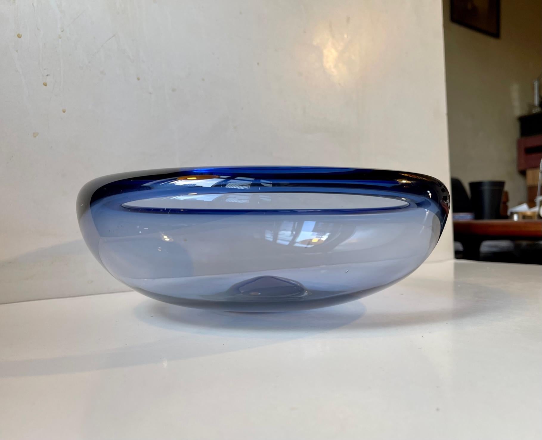 Danish Sapphire Blue Provence Glass Bowl by Per Lütken for Holmegaard, 1960s