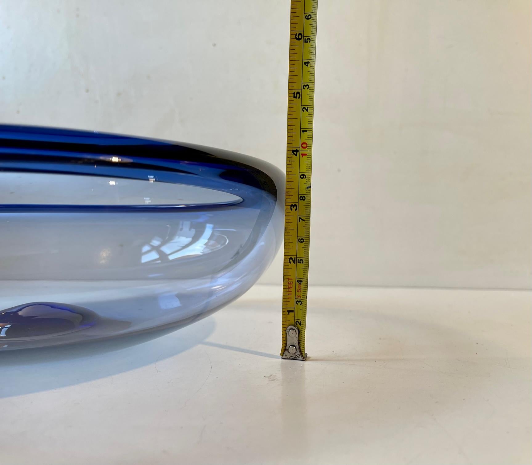 Blown Glass Sapphire Blue Provence Glass Bowl by Per Lütken for Holmegaard, 1960s