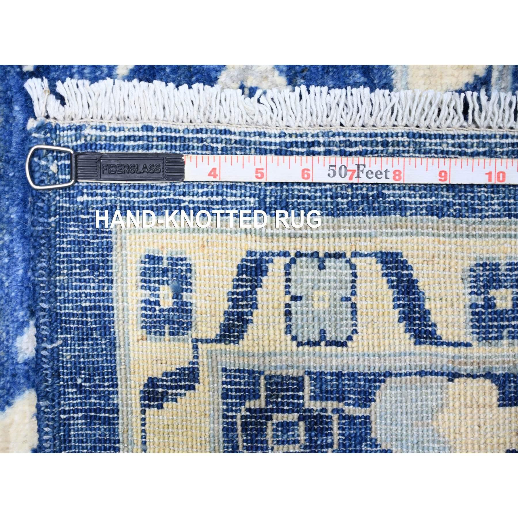 Handgeknüpfter orientalischer Peshawar-Teppich in Saphirblau aus reiner Wolle 11'8