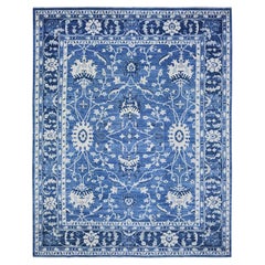 Sapphire Blue Pure Wool Hand Knotted Finer Peshawar Oriental Rug 11'8" x 14'4"