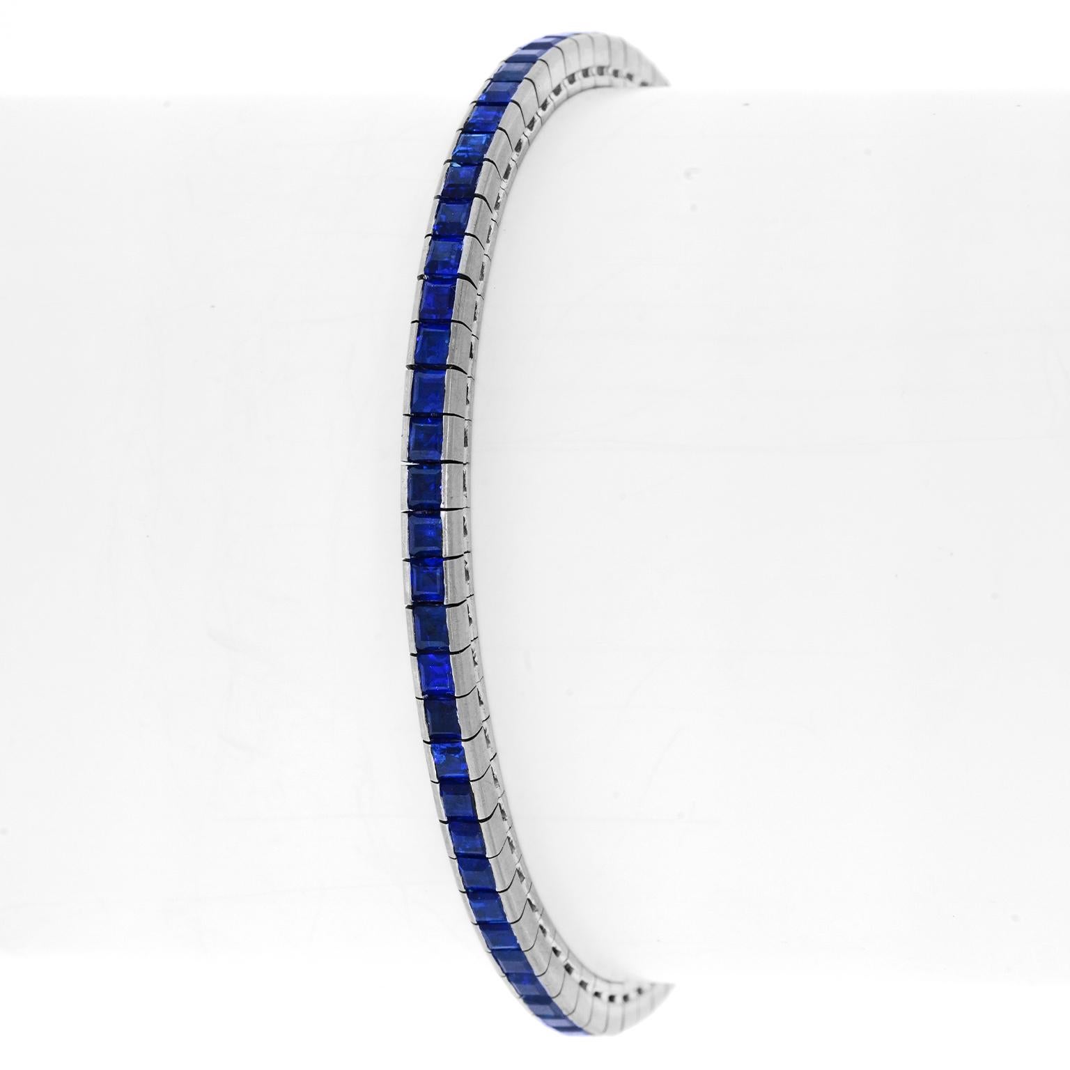 Sapphire Bracelet by Gubelin 18k c1960s For Sale 4