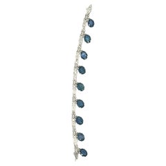 14K White Gold Oval Sapphire and Diamond Bracelet
