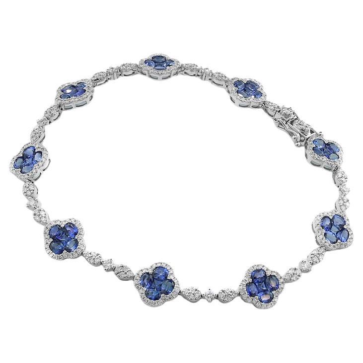 Bracelet de saphirs avec saphirs bleu royal et diamants en or blanc 750 en vente