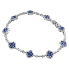 Bracelet de saphirs avec saphirs bleu royal et diamants en or blanc 750