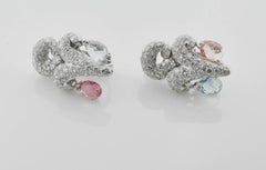 Pendientes de Zafiro Briolette y Diamante en Oro Blanco de 18 Kilates