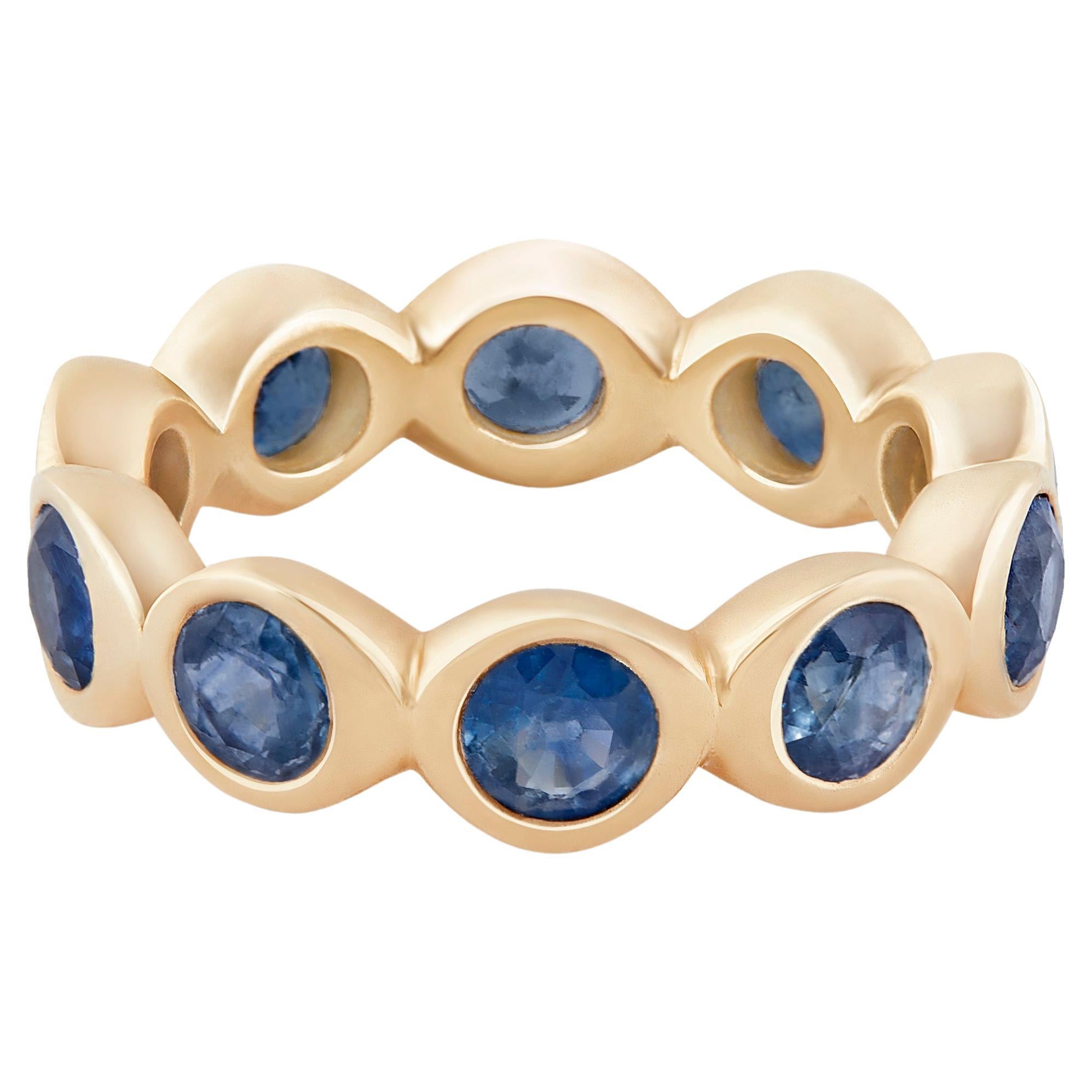 Sapphire Bubble Eternity Ring in 14 Karat Gold For Sale