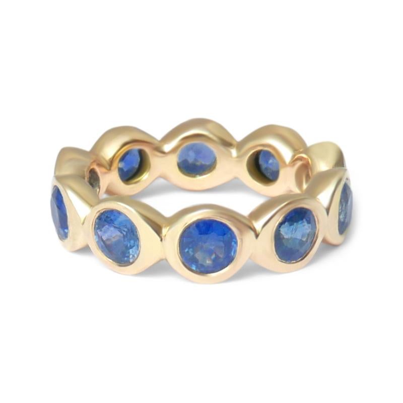 Modern Sapphire Bubble Eternity Ring in 14 Karat Gold For Sale