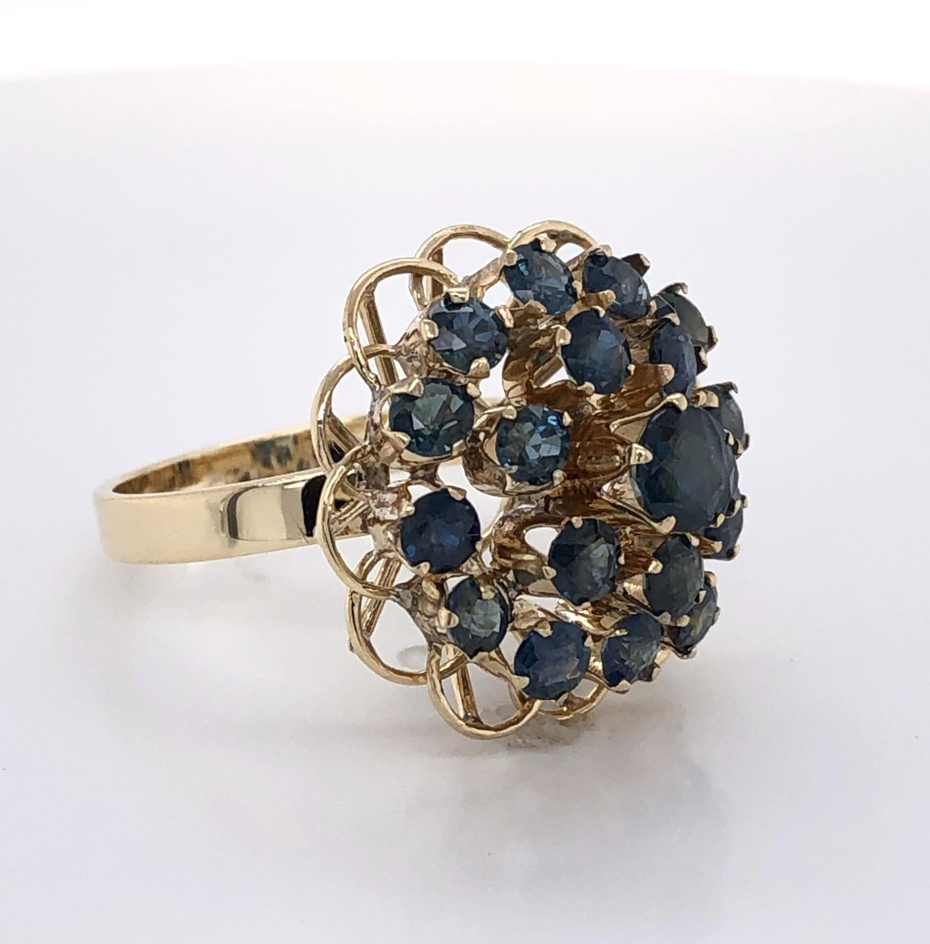 Women's Sapphire Burst Yellow Gold Cluster Cocktail Ring