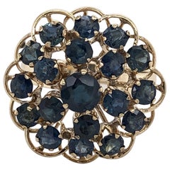 Sapphire Burst Yellow Gold Cluster Cocktail Ring