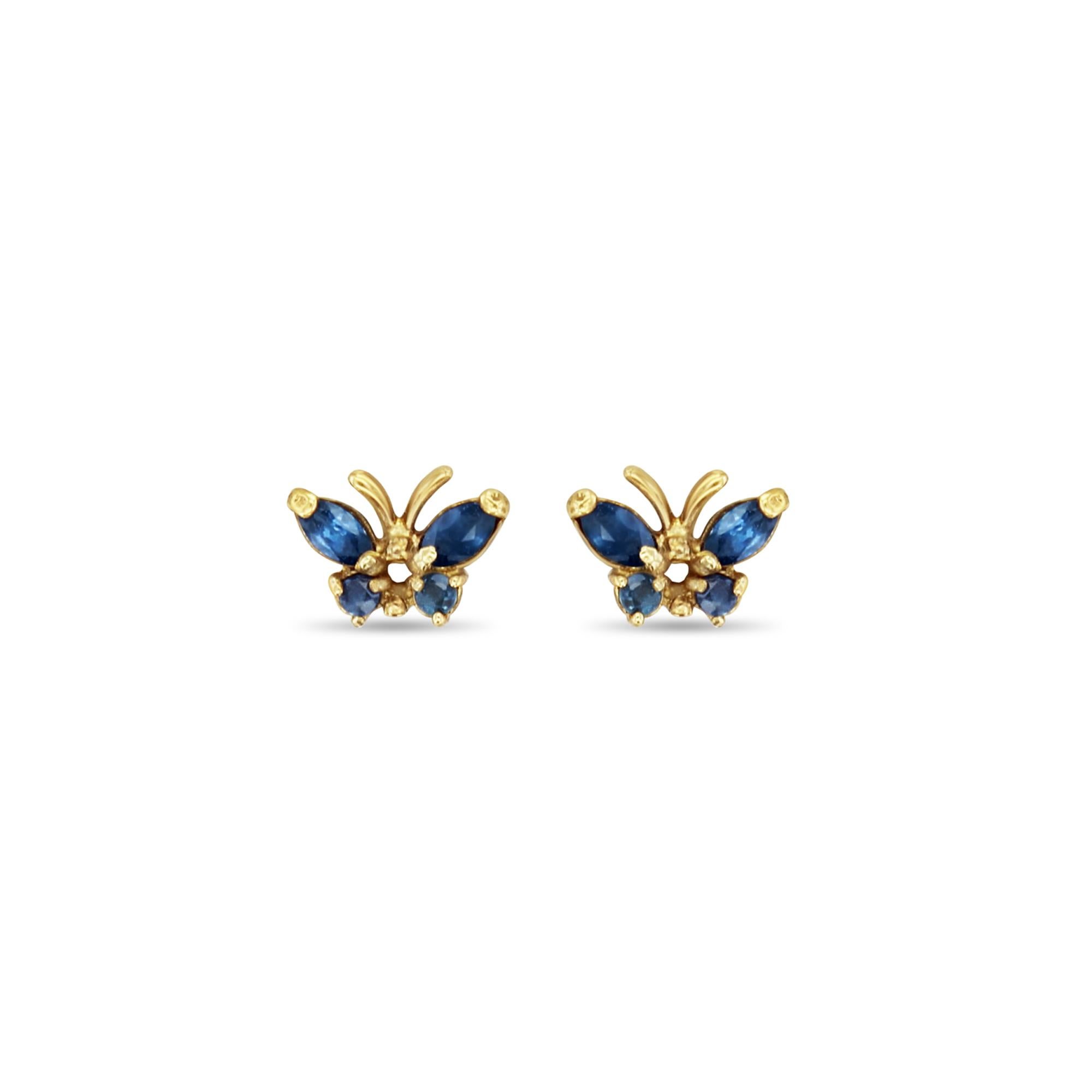 ♥ Product Summary ♥

Main Stone: Sapphire
Stone Cut: Marquise & Round
Material: 14k Yellow Gold
Dimensions: 6MM x 9MM
Backing: Butterfly
Weight: 1 gram

Gemstones are Natural. Not enhanced, simulated or lab created.
