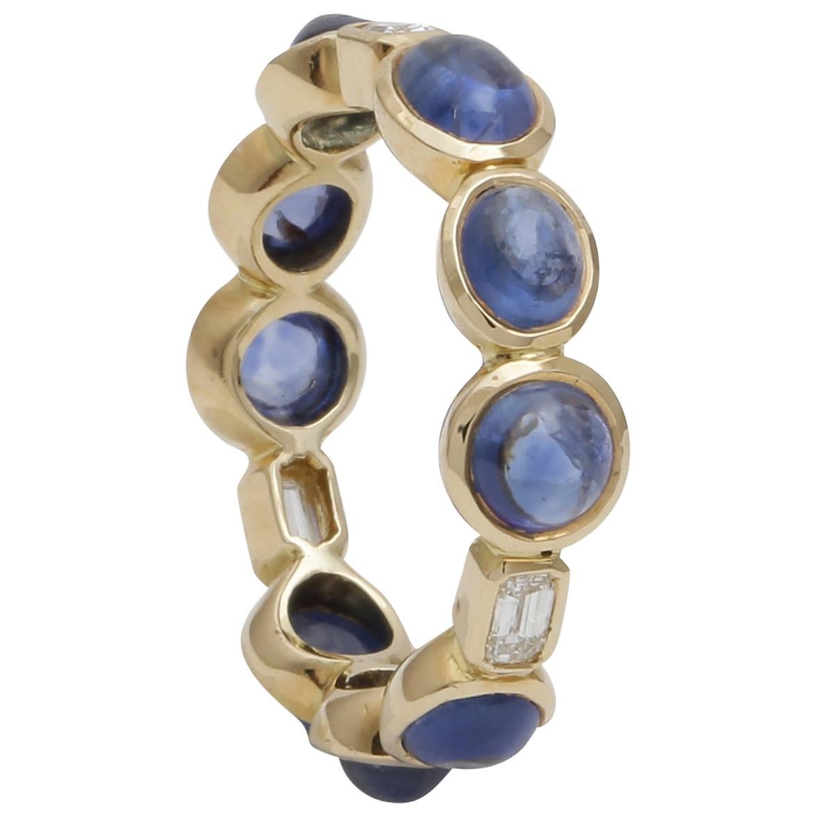 Diamonds Eternity Ring Handcrafted in 18 Karat Gold with Enamel Work