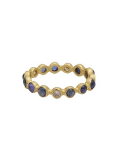 Sapphire Cabochon and Diamond Stackable Band in 22k Gd