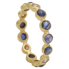 Sapphire Cabochon and Diamond Stackable Band in 22k Gd