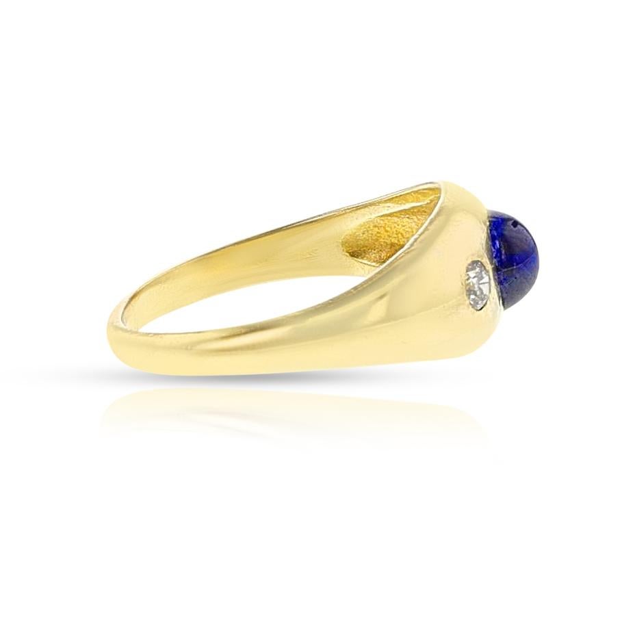 Sapphire Cabochon and Diamond Vintage Ring For Sale 1