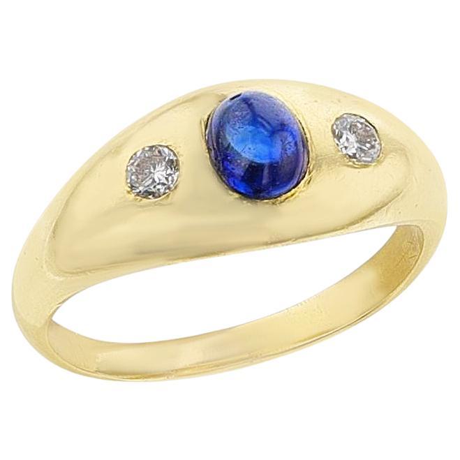 Sapphire Cabochon and Diamond Vintage Ring
