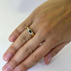 Sapphire Cabochon and Diamond Yellow Gold Stack Ring