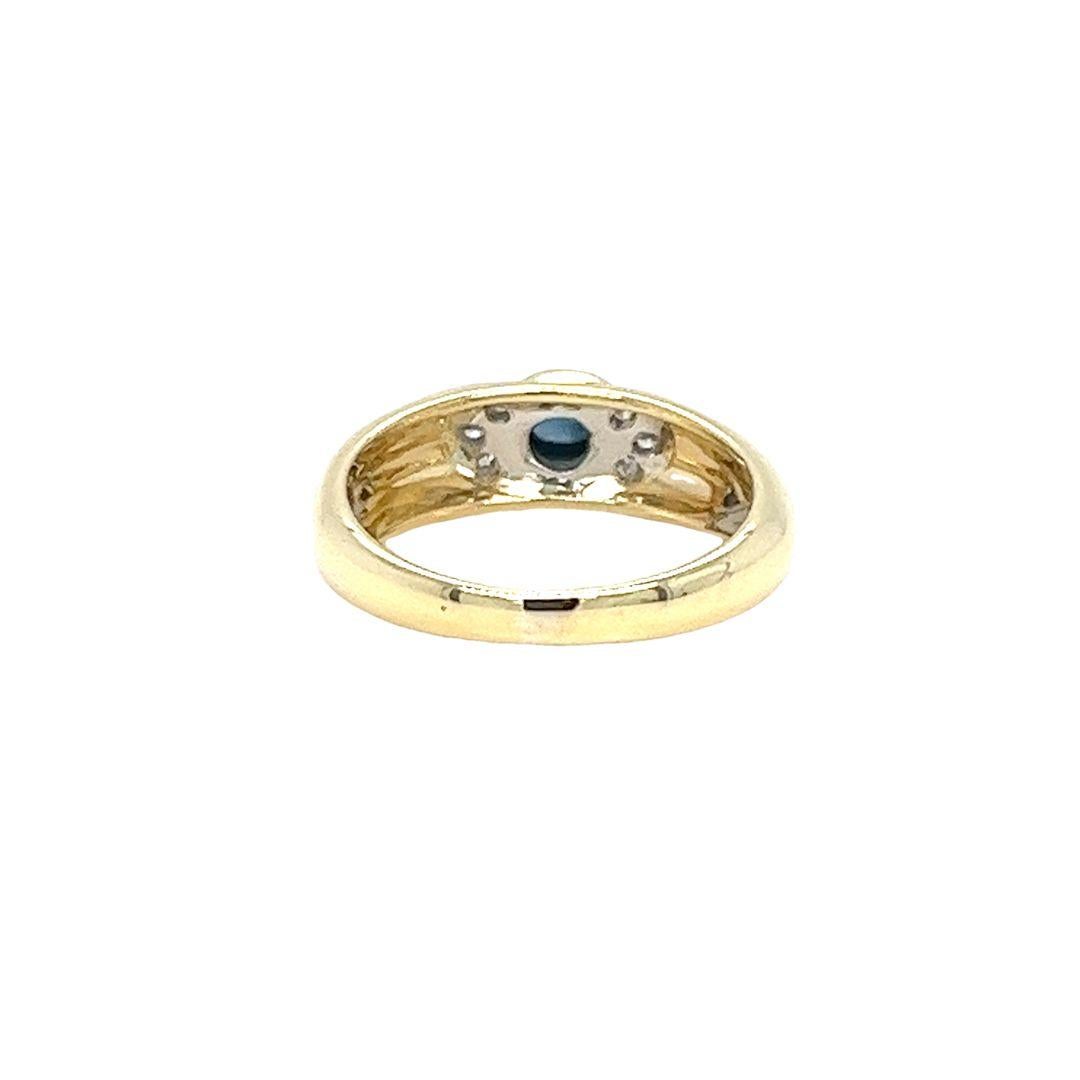 Sapphire Cabochon and Diamond Yellow Gold Stack Ring In Good Condition For Sale In Coral Gables, FL