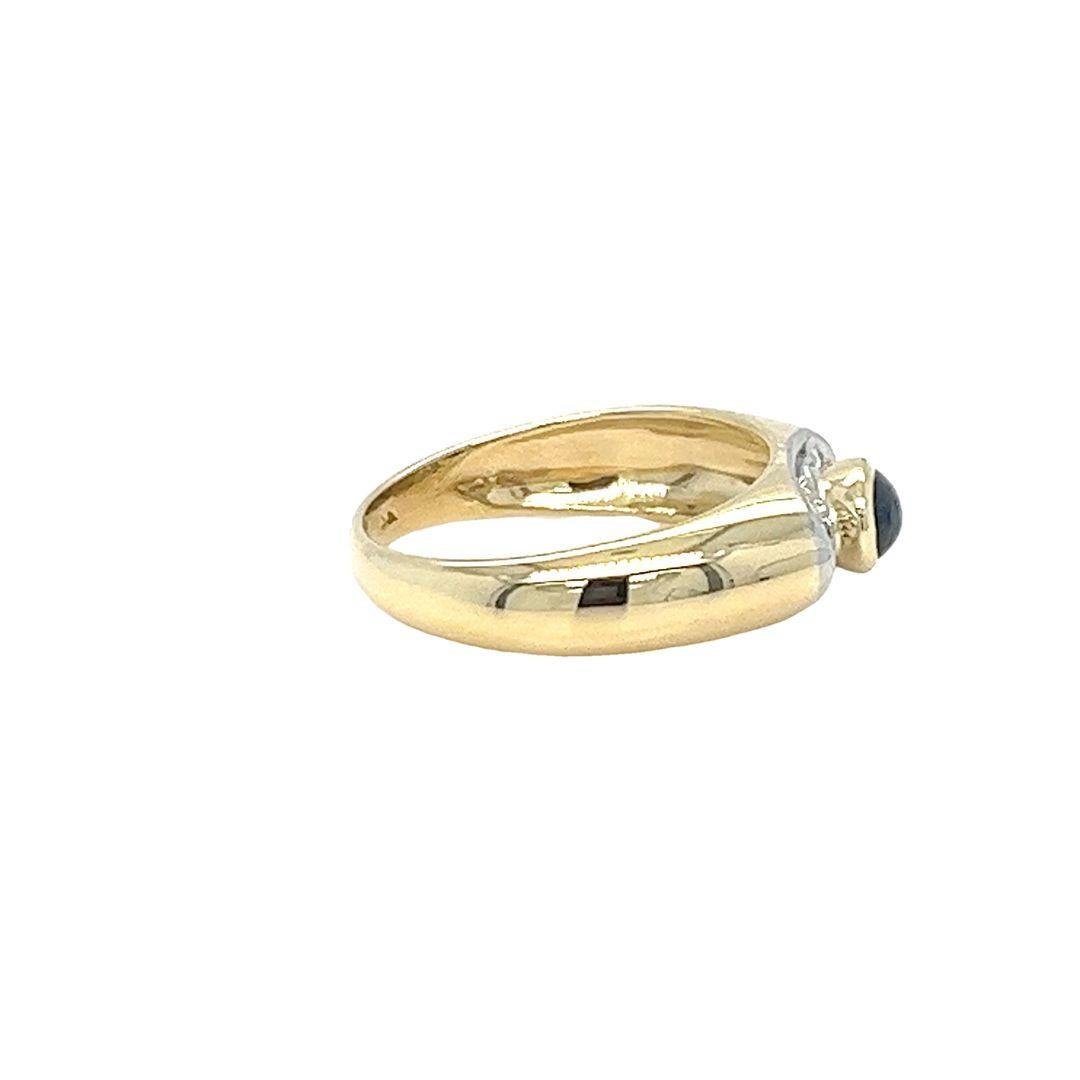 Women's Sapphire Cabochon and Diamond Yellow Gold Stack Ring For Sale