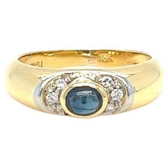 Saphir Cabochon und Diamant Gelbgold Stapelring