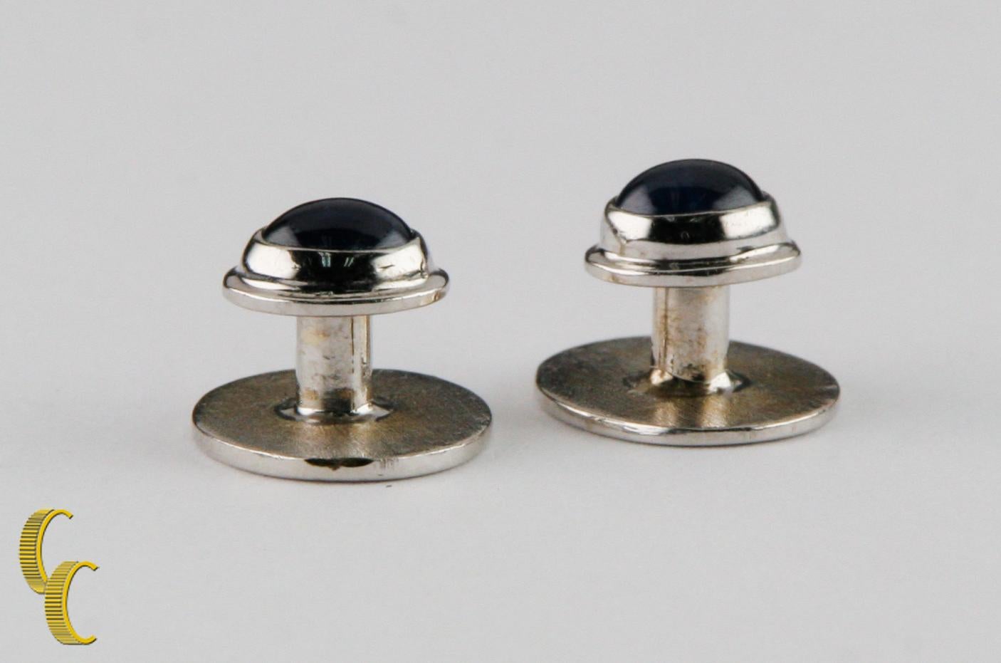 Moderne Boutons de manchette cabochon en métal argenté en vente