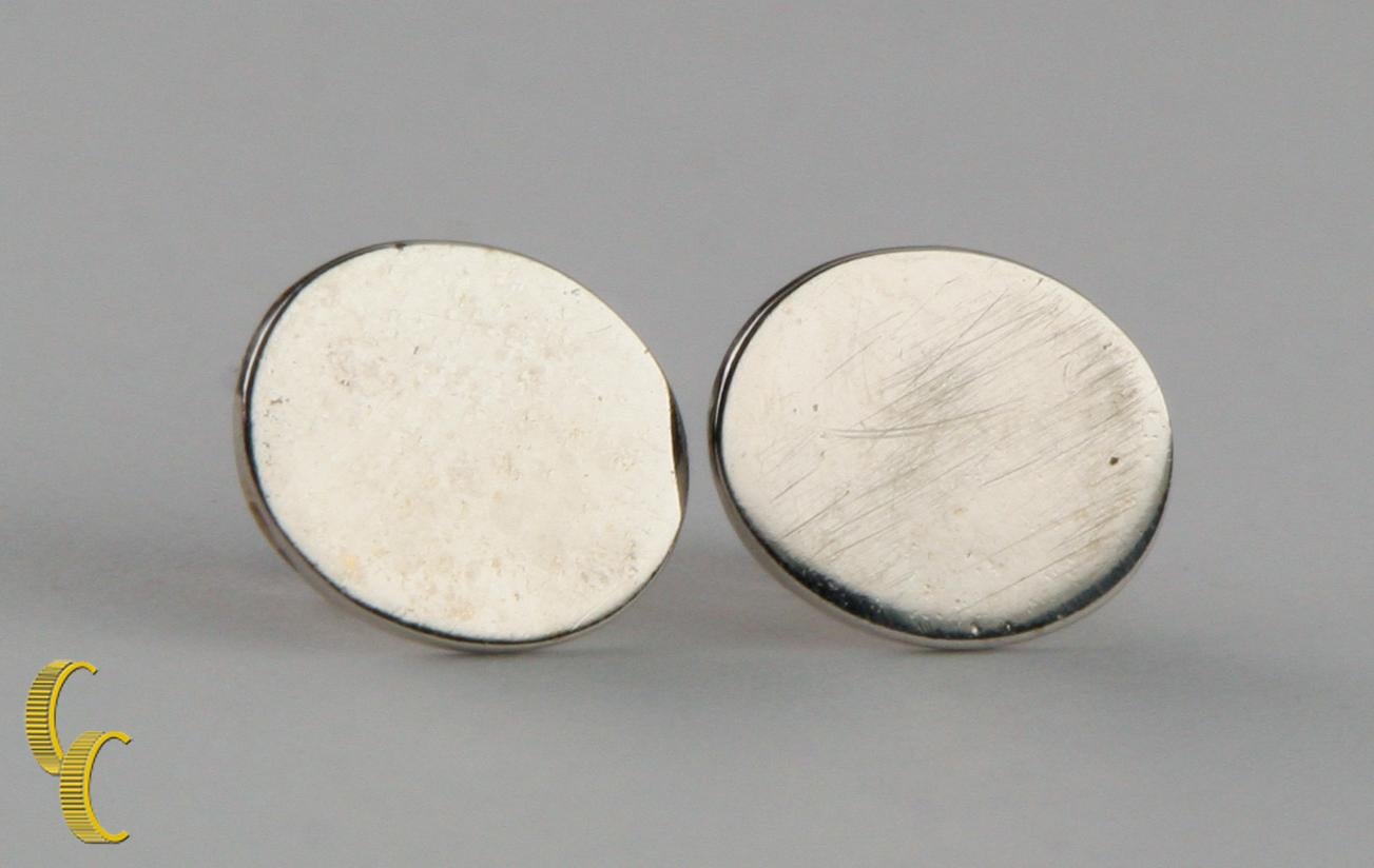 Taille cabochon Boutons de manchette cabochon en métal argenté en vente