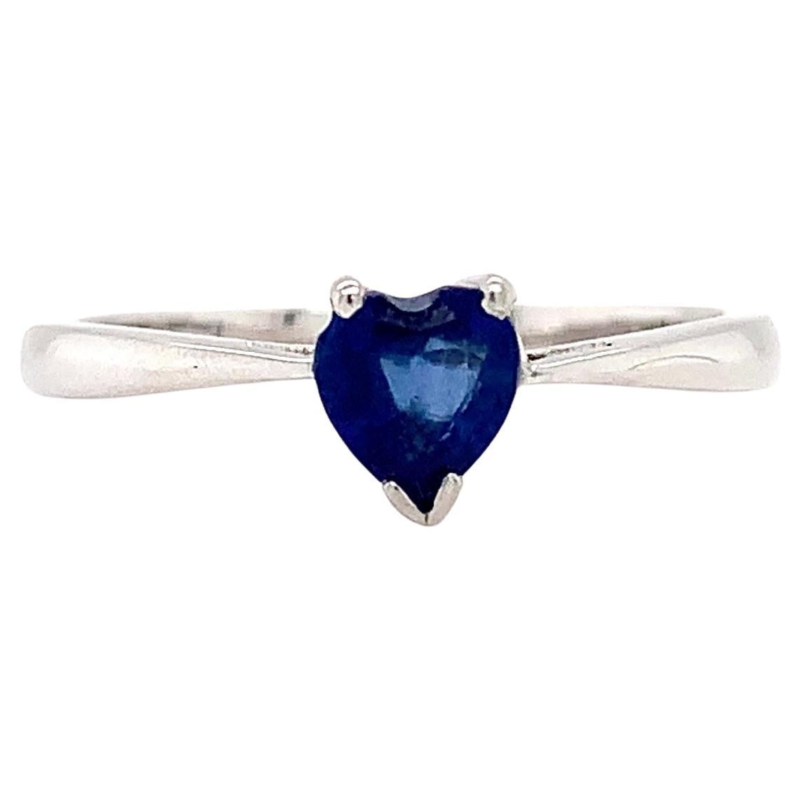 Zafiro de Ceilán en forma de corazón anillo de compromiso solitario platino