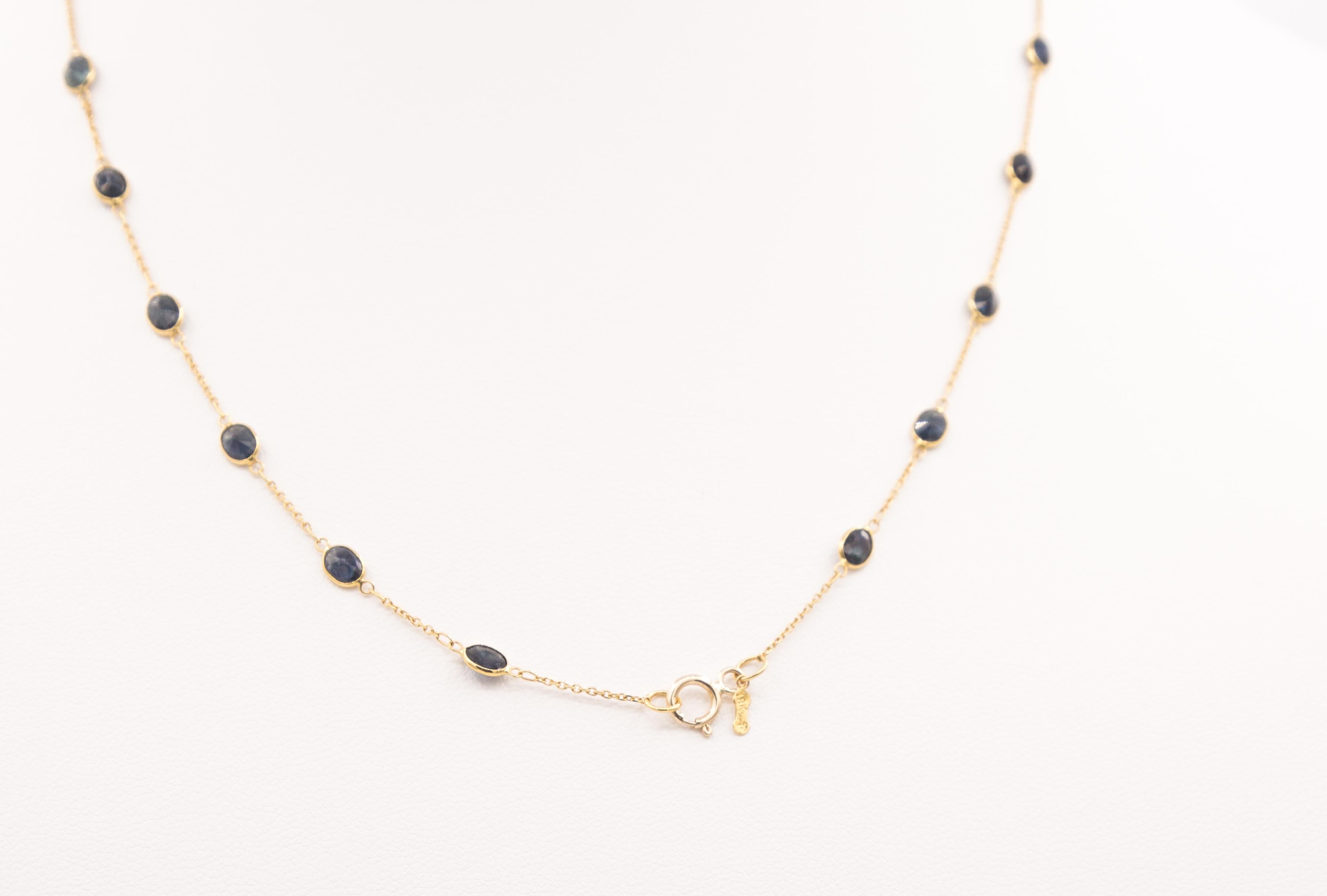 da uomo o donna Catena di zaffiri in oro 18 k. in vendita