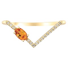 Saphir Chevron 14k Gold Ring.