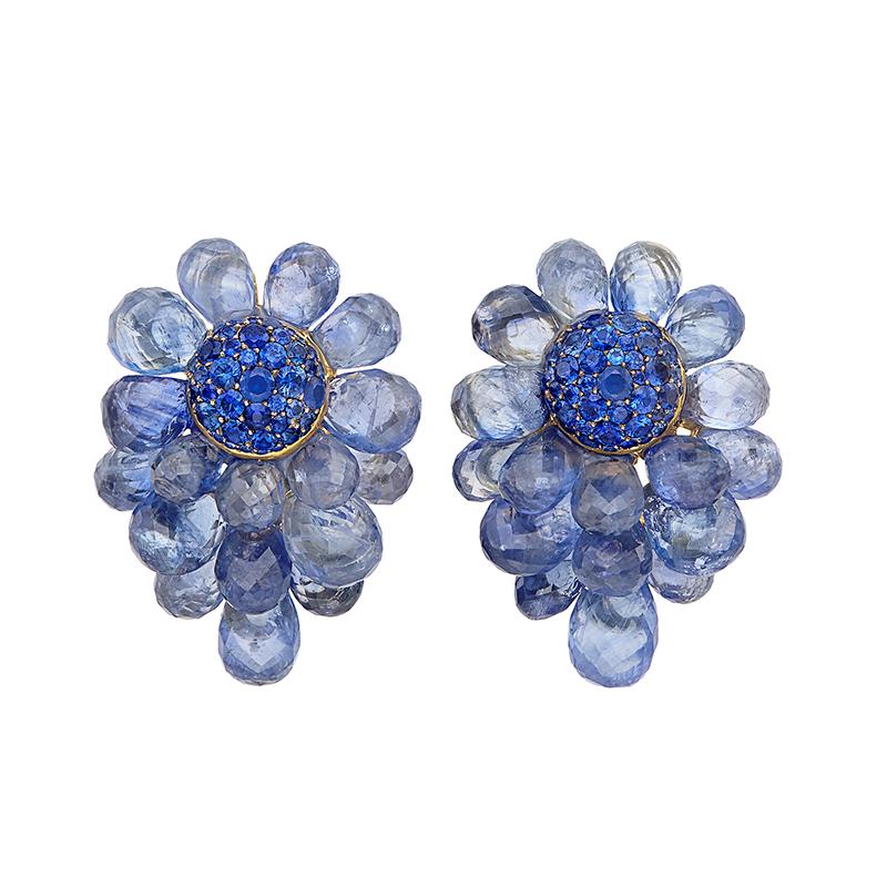 Sapphire Cluster Ear-Clips
