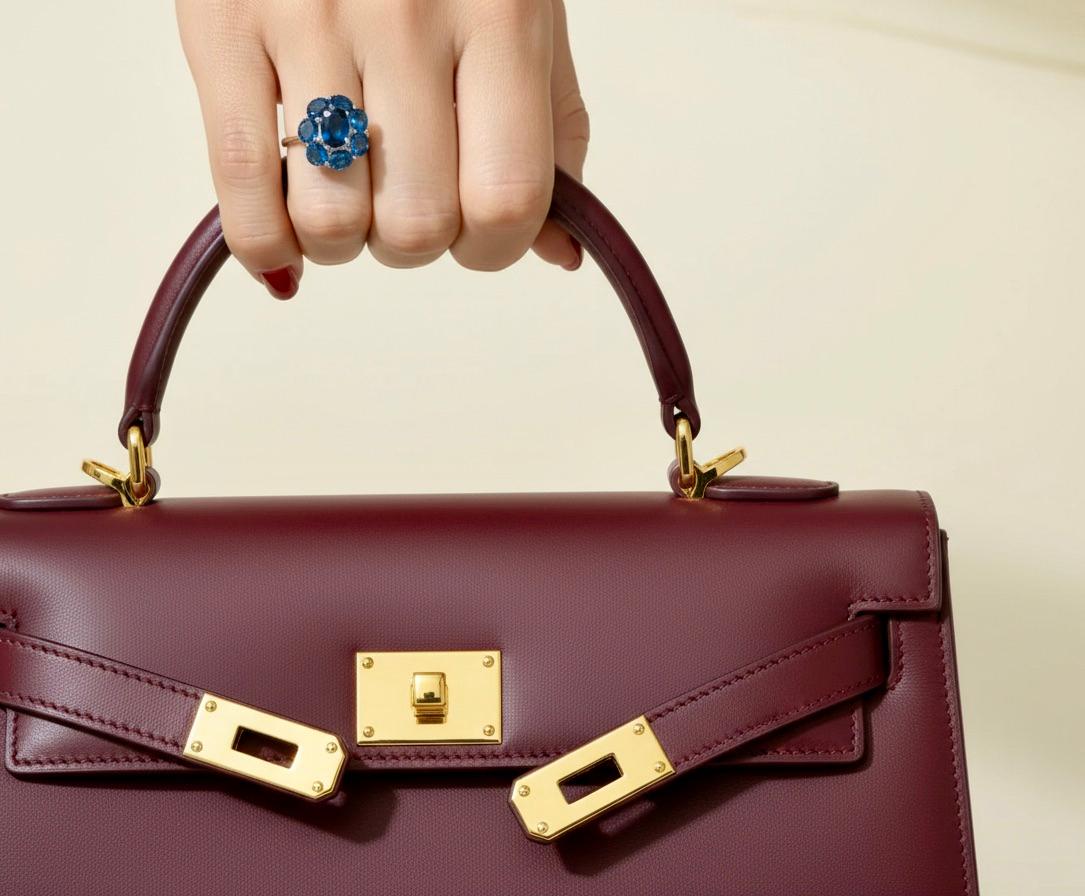 De las mujeres Cóctel de zafiros Anillo de compromiso Círculo completo Oro blanco 18K en venta