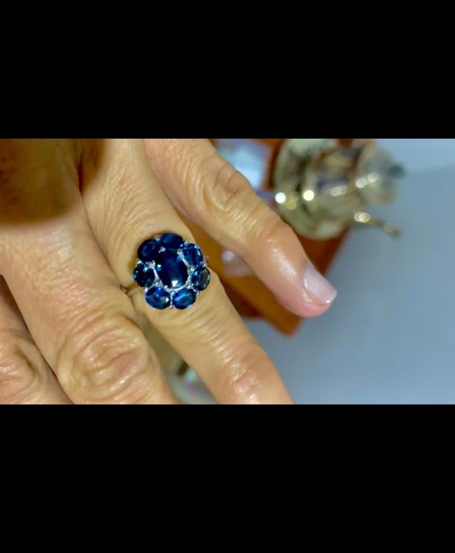 Sapphire Cocktail Full Circle Engagement Ring 18K White Gold For Sale 3