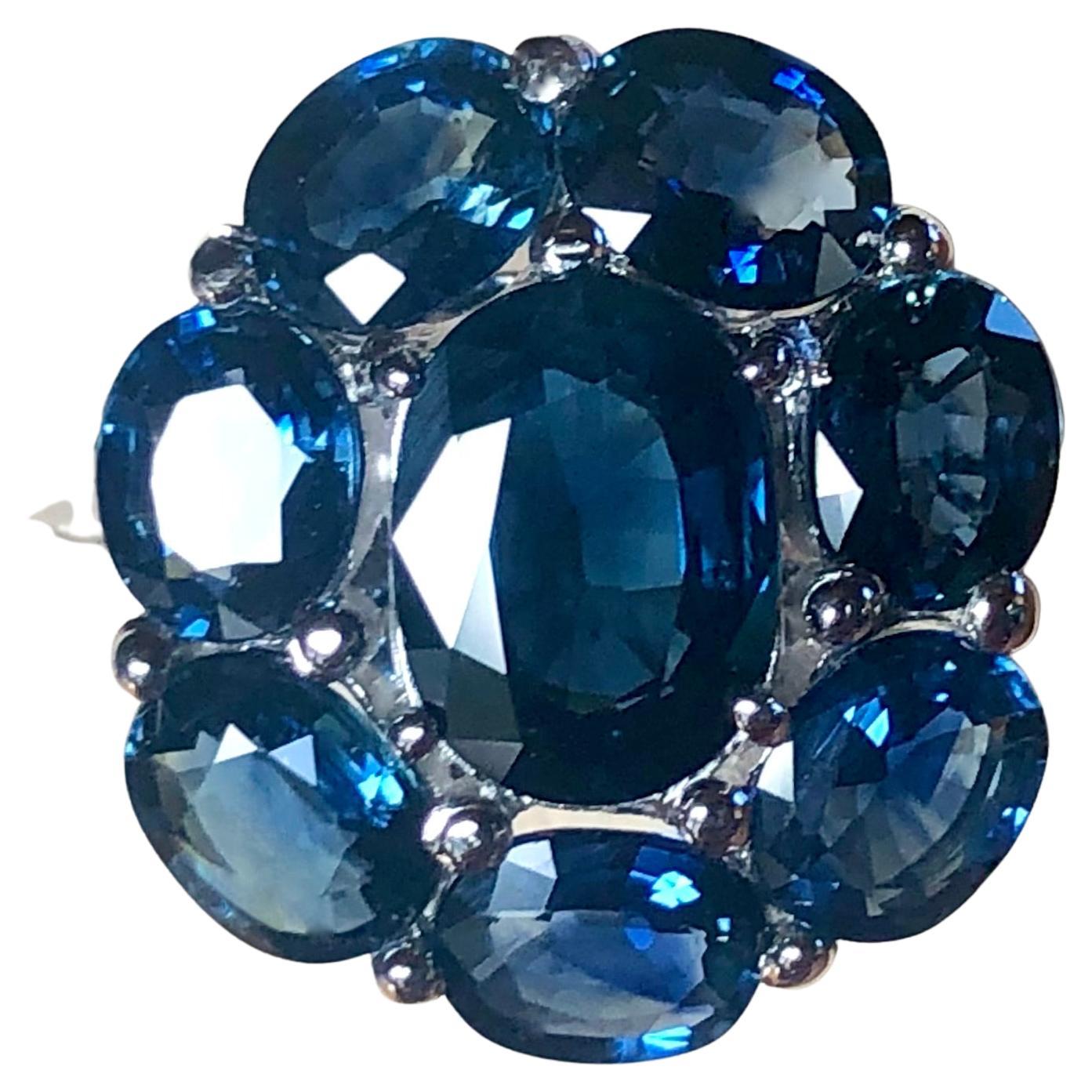 Sapphire Cocktail Full Circle Engagement Ring 18K White Gold For Sale