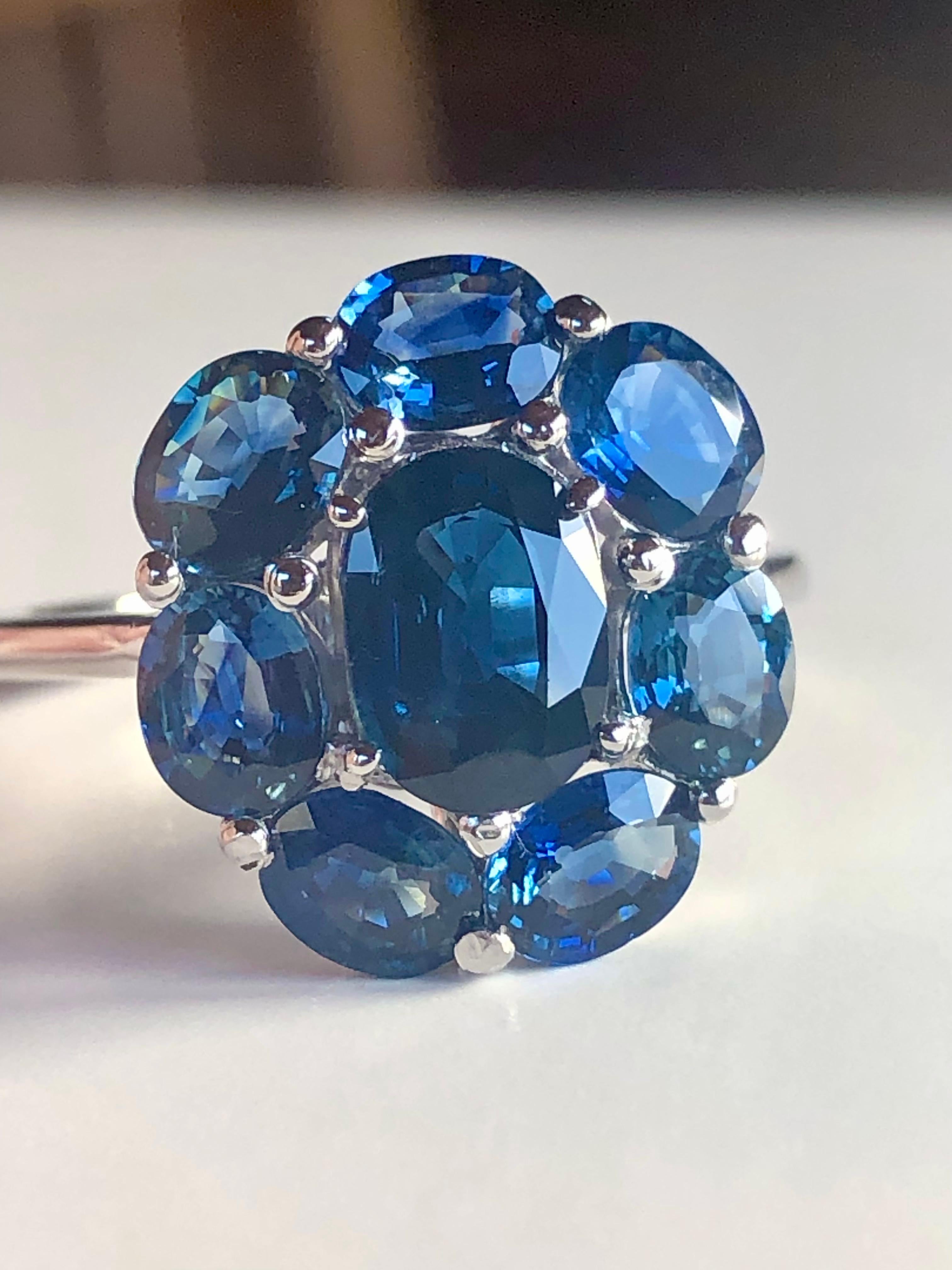 Women's Sapphire Cocktail Full Circle Engagement Ring 18K White Gold For Sale