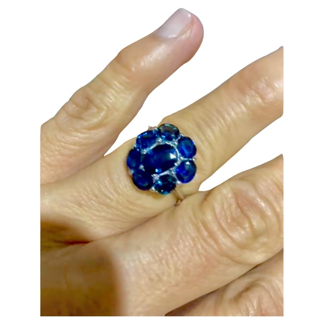 Sapphire Cocktail Full Circle Engagement Ring 18K White Gold For Sale 7