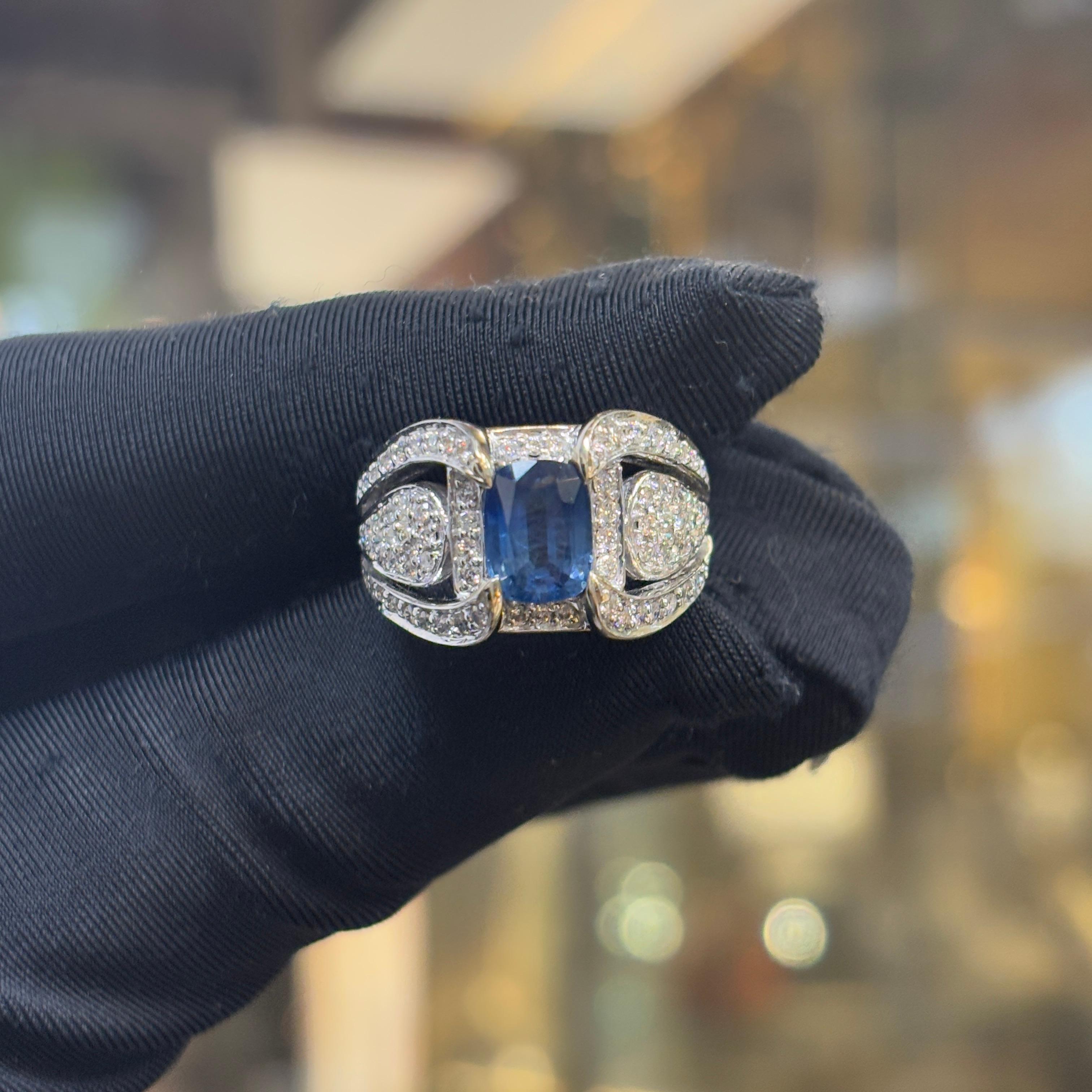 Saphir-Cocktailring (Gemischter Schliff) im Angebot