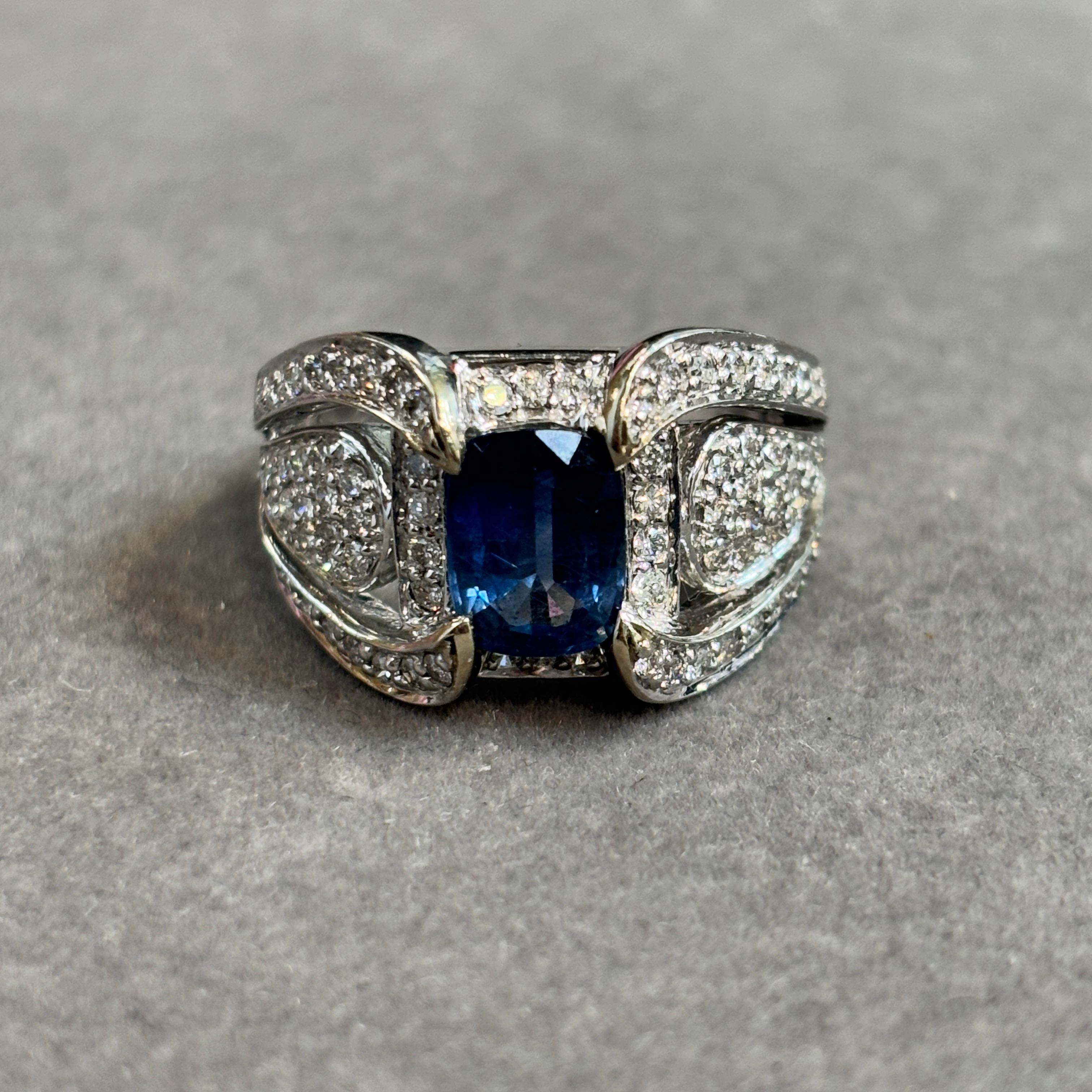 Saphir-Cocktailring Damen im Angebot