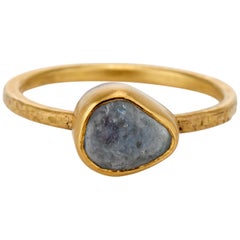 Sapphire Crystal, Rose Cut, Pear Solitaire Ring in 22K & 20K Gold, Sterling Ring